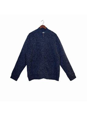 LL Bean Lambs Wool Cardigan Sweater Flannel Lined Blue Full Zip Men’s Size XL